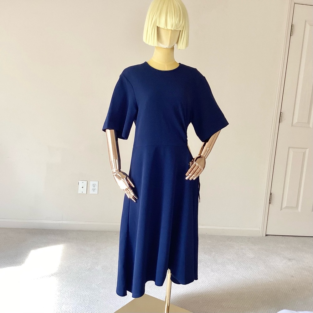 NEW See by Chloe Navy Asymmetrical Midi Dress SZ S - Picture 1 of 8